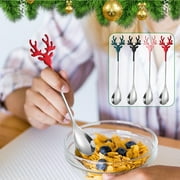 Jacenvly Fall Decorations for Home Christmas Spoons Christmas Gift Reindeer Spoon 304 Stainless Steel Coffee Spoon Mixing Spoon Dessert Ice Cream Spoon Wall Decor